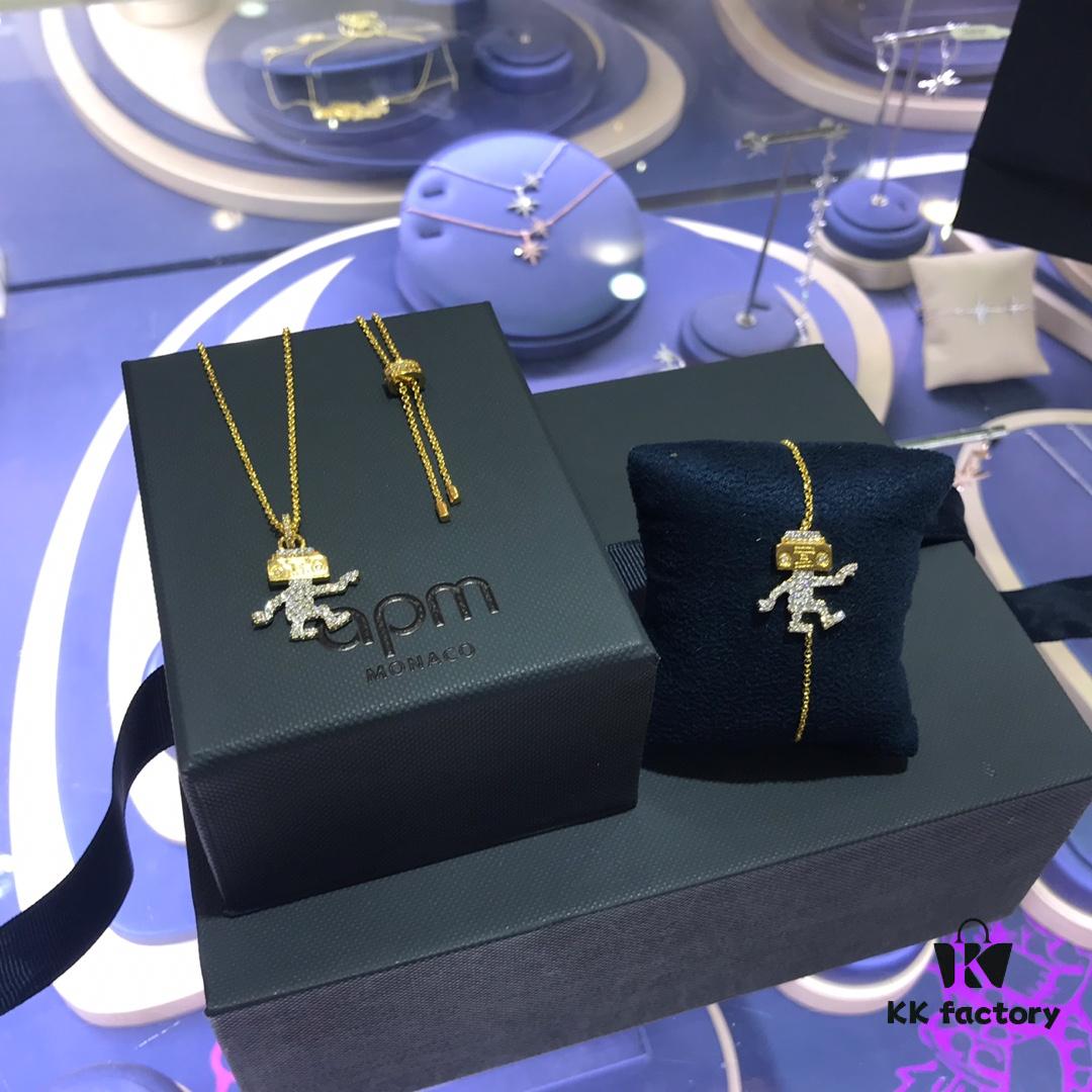 APM Monaco Robot Necklace and Bracelet, Unique Fashionable Minimalist Design, Versatile Styling
