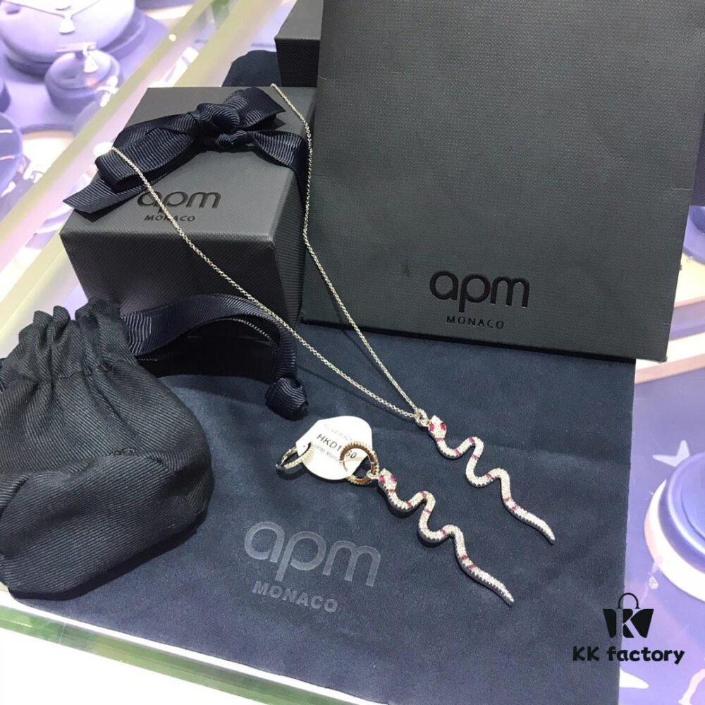 APM Monaco Snake Necklace and Earrings Set, Collar Chain, Sweater Chain, Fashion Trendy Style