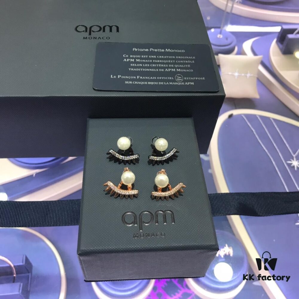 692fedec99f2d84055c8d17a APM Monaco Crystal-Encrusted Zigzag Eyelash Stud Earrings with Freshwater Pearl, Detachable Two-Way Design