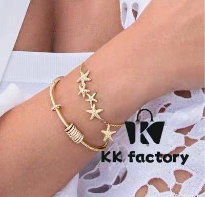692fedf199f2d84055c8d186 APM Monaco Classic Ocean Life Golden Multi-Starfish Bracelet, Elegant European and American Style Jewelry for Women