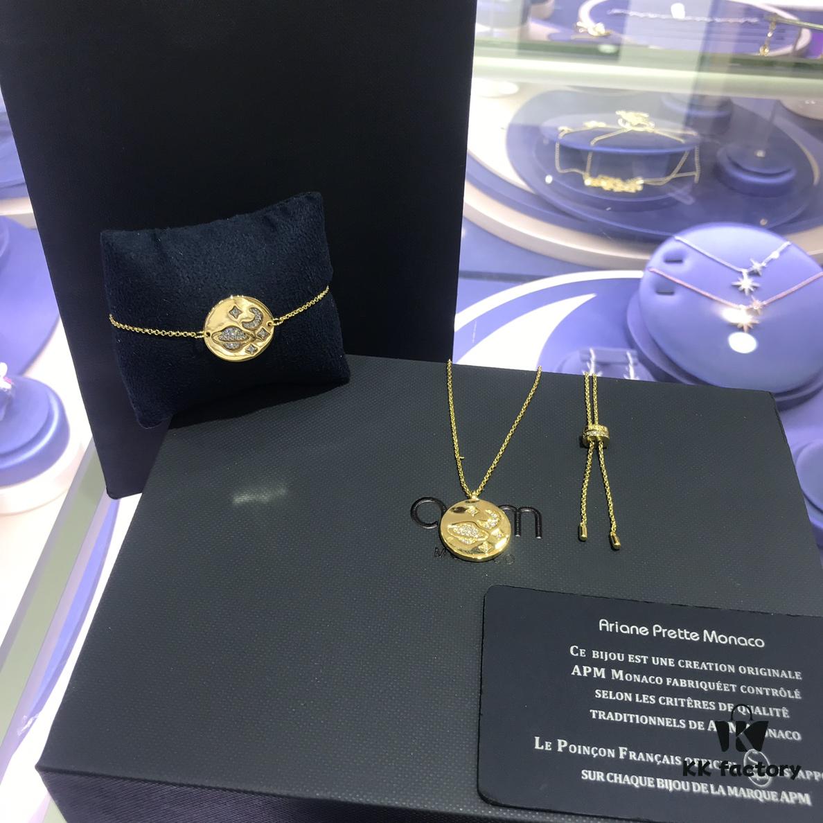 692fedf899f2d84055c8d191 APM Monaco Planet Disc Bracelet and Necklace Set, New Original Release, Stylish and Versatile, Fresh and Chic Design, Perfect Gift for Girlfriend or Valentine