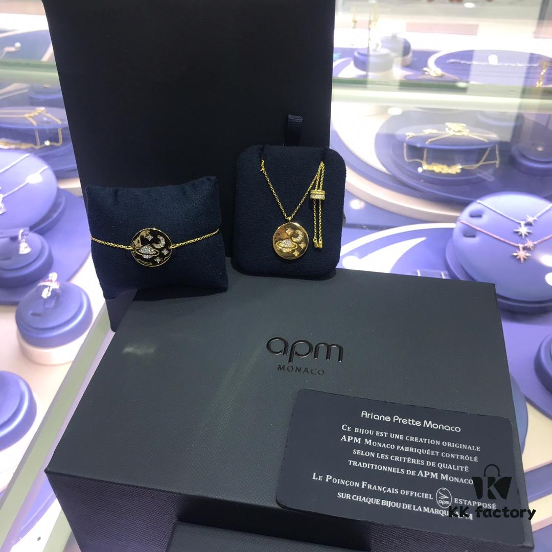 692fedf999f2d84055c8d194 APM Monaco Planet Disc Bracelet and Necklace Set, New Original Release, Stylish and Versatile, Fresh and Chic Design, Perfect Gift for Girlfriend or Valentine