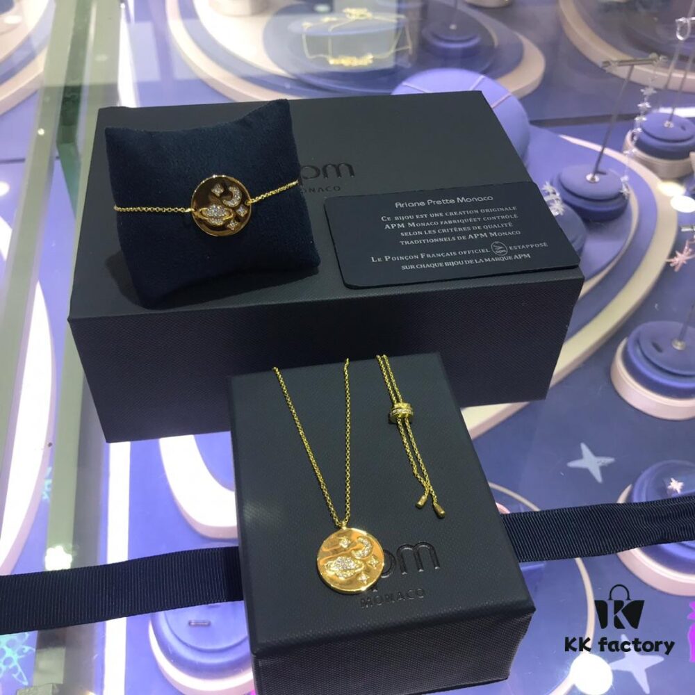 692fedff99f2d84055c8d1a3 APM Monaco Planet Disc Bracelet and Necklace Set, New Original Release, Stylish and Versatile, Fresh and Chic Design, Perfect Gift for Girlfriend or Valentine