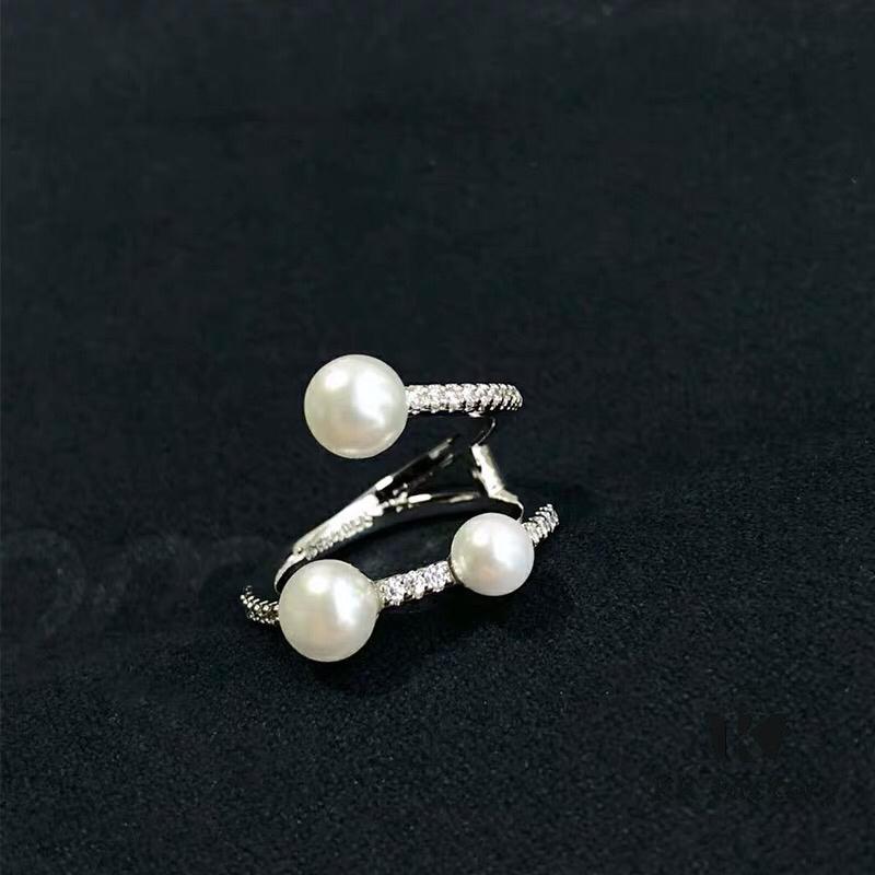 692fee0799f2d84055c8d1b6 APM Monaco Pearl Ring for Women, Sterling Silver Index Finger Adjustable Open Ring, Vintage and Elegant Design