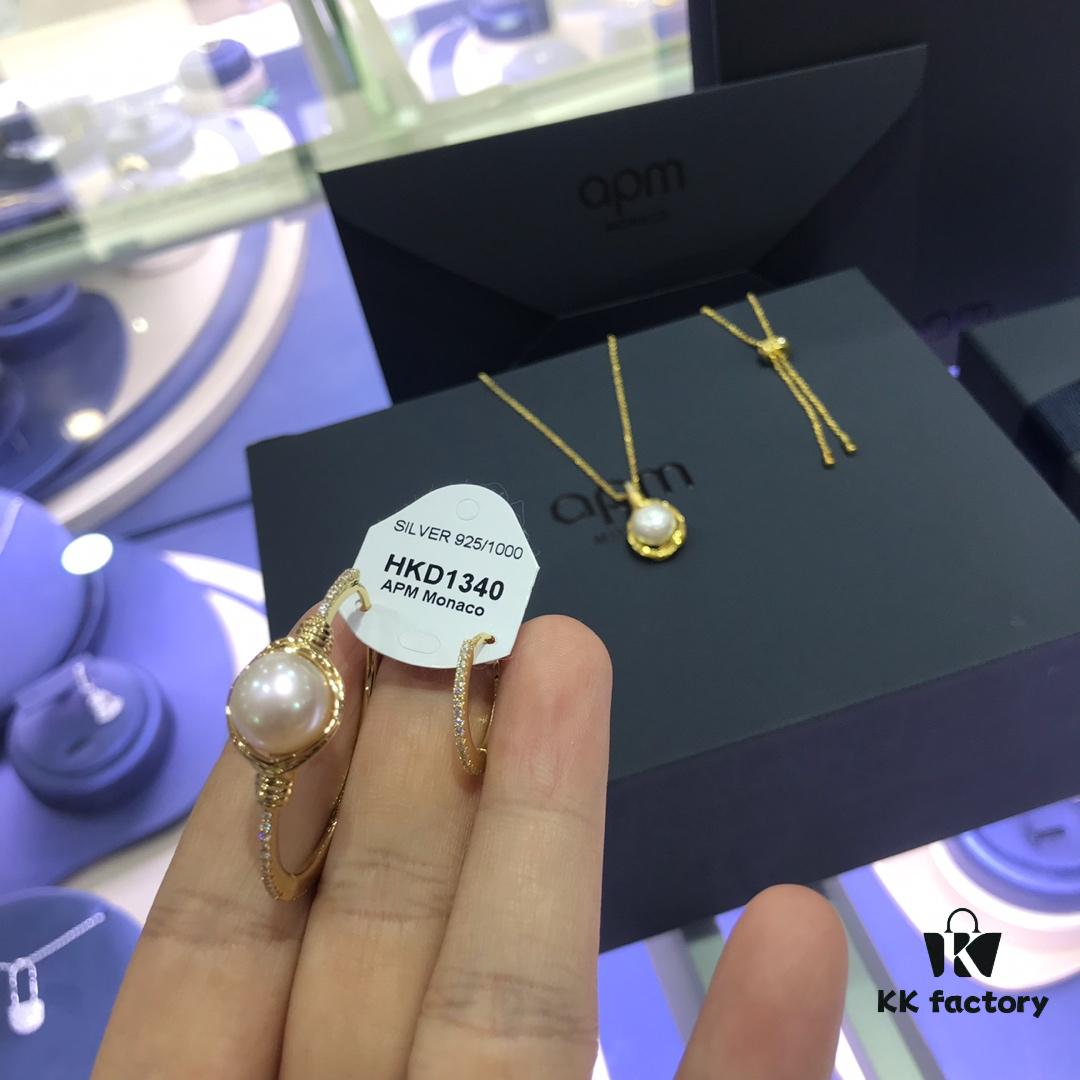 APM Monaco White Pearl Collection Necklace 0668085 Ear Drops 0668085