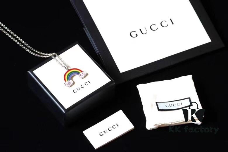 692fee4899f2d84055c8d21c Gucci REAL Series Sterling Silver Enamel Rainbow Necklace