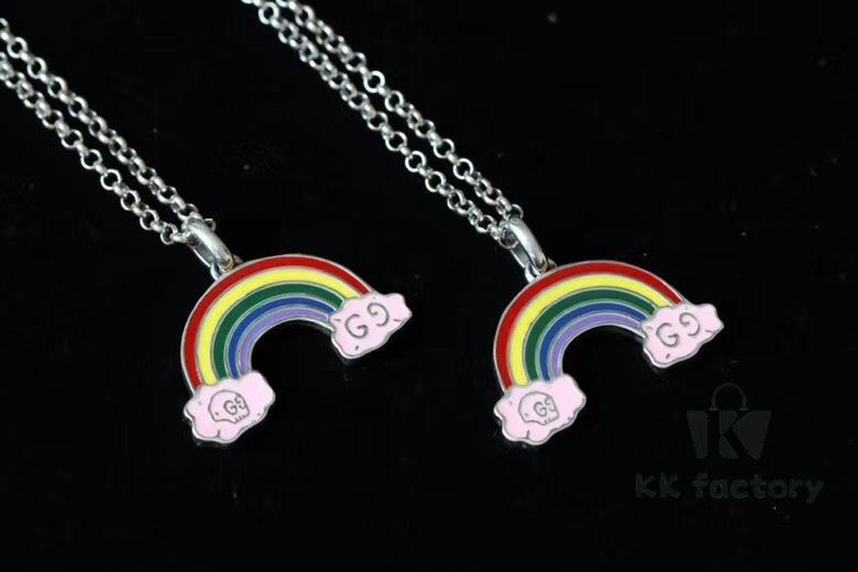 692fee4b99f2d84055c8d224 Gucci REAL Series Sterling Silver Enamel Rainbow Necklace