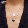 692fee5699f2d84055c8d23b APM Monaco Crystal White Mother-of-Pearl Necklace for Women, Fashionable Collarbone Chain Accessory for Stylish Best Friends