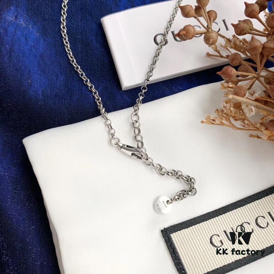 692fee5799f2d84055c8d23f In Stock‼ Gucci 'REAL' Series Sterling Silver Necklace, Unisex Vintage Style, S925 Oxidized Silver Pendant, 37-42cm Adjustable Chain, Official Packaging, Ideal Gift