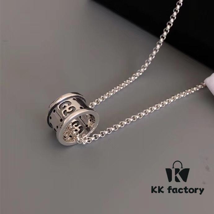692fee5899f2d84055c8d241 New Arrival 🆕 Gucci GG Hollow Pendant Necklace for Couples, Authentic Silver 925, Approx. 14g, Chain Length 50+5cm