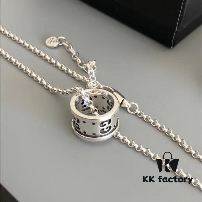 692fee5999f2d84055c8d242 New Arrival 🆕 Gucci GG Hollow Pendant Necklace for Couples, Authentic Silver 925, Approx. 14g, Chain Length 50+5cm