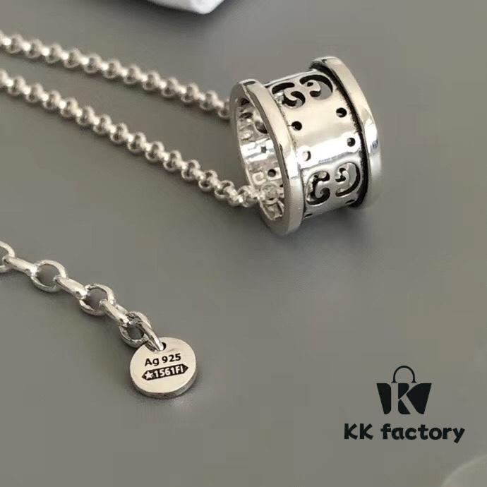 692fee5999f2d84055c8d244 New Arrival 🆕 Gucci GG Hollow Pendant Necklace for Couples, Authentic Silver 925, Approx. 14g, Chain Length 50+5cm