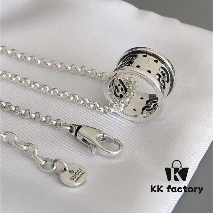 692fee5999f2d84055c8d245 New Arrival 🆕 Gucci GG Hollow Pendant Necklace for Couples, Authentic Silver 925, Approx. 14g, Chain Length 50+5cm