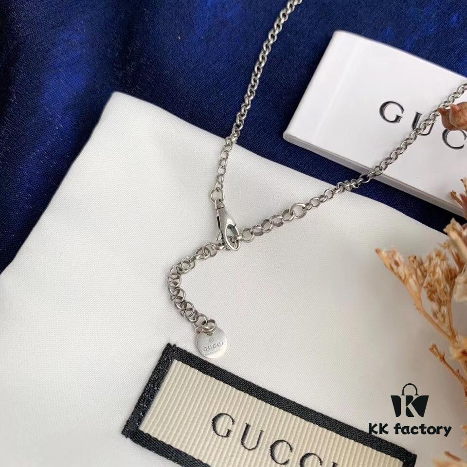692fee5c99f2d84055c8d24a In Stock‼ Gucci 'REAL' Series Sterling Silver Necklace, Unisex Design, S925 Oxidized Silver, 37-42cm