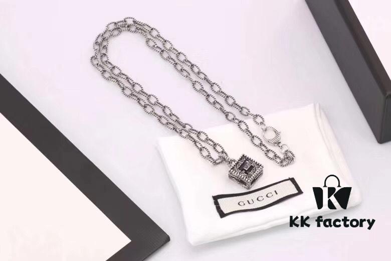 692fee5d99f2d84055c8d24c Gucci Men's Square Hollow G Necklace in Sterling Silver