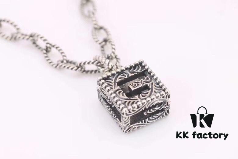 692fee5e99f2d84055c8d24e Gucci Men's Square Hollow G Necklace in Sterling Silver