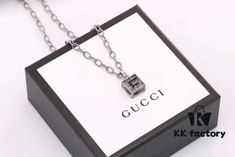 692fee5e99f2d84055c8d24f Gucci Men's Square Hollow G Necklace in Sterling Silver
