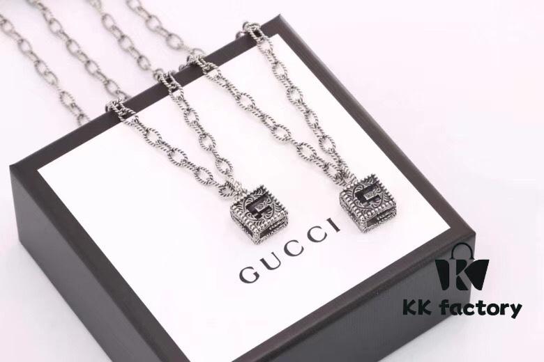 692fee5f99f2d84055c8d252 Gucci Men's Square Hollow G Necklace in Sterling Silver