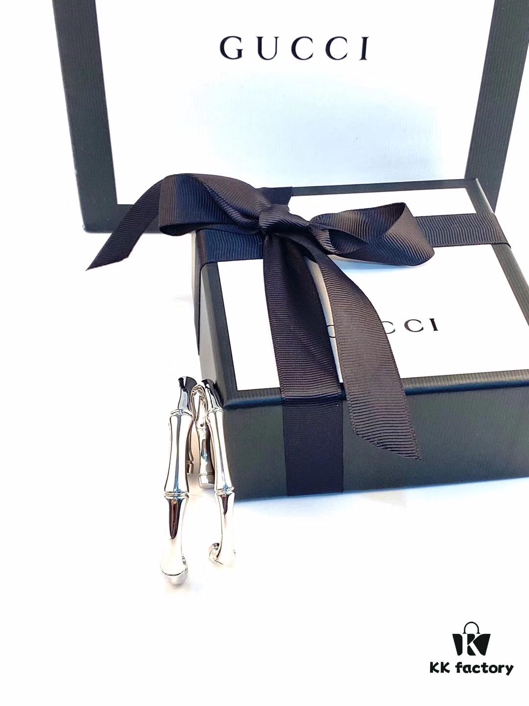 692fee6599f2d84055c8d25d GUCCI Bamboo Cuff Bracelet 💅🏻💞🎍 Heavyweight Design, Premium Replica 925 Solid Silver Unisex Open Bangle with Original Logo
