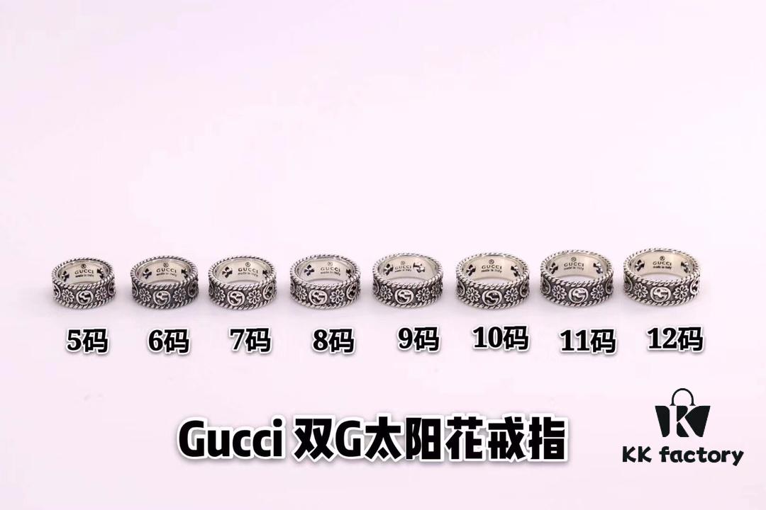 692fee6b99f2d84055c8d269 Gucci Double G Sunflower Couple Ring in Sterling Silver