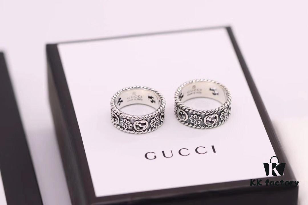 692fee6c99f2d84055c8d26a Gucci Double G Sunflower Couple Ring in Sterling Silver