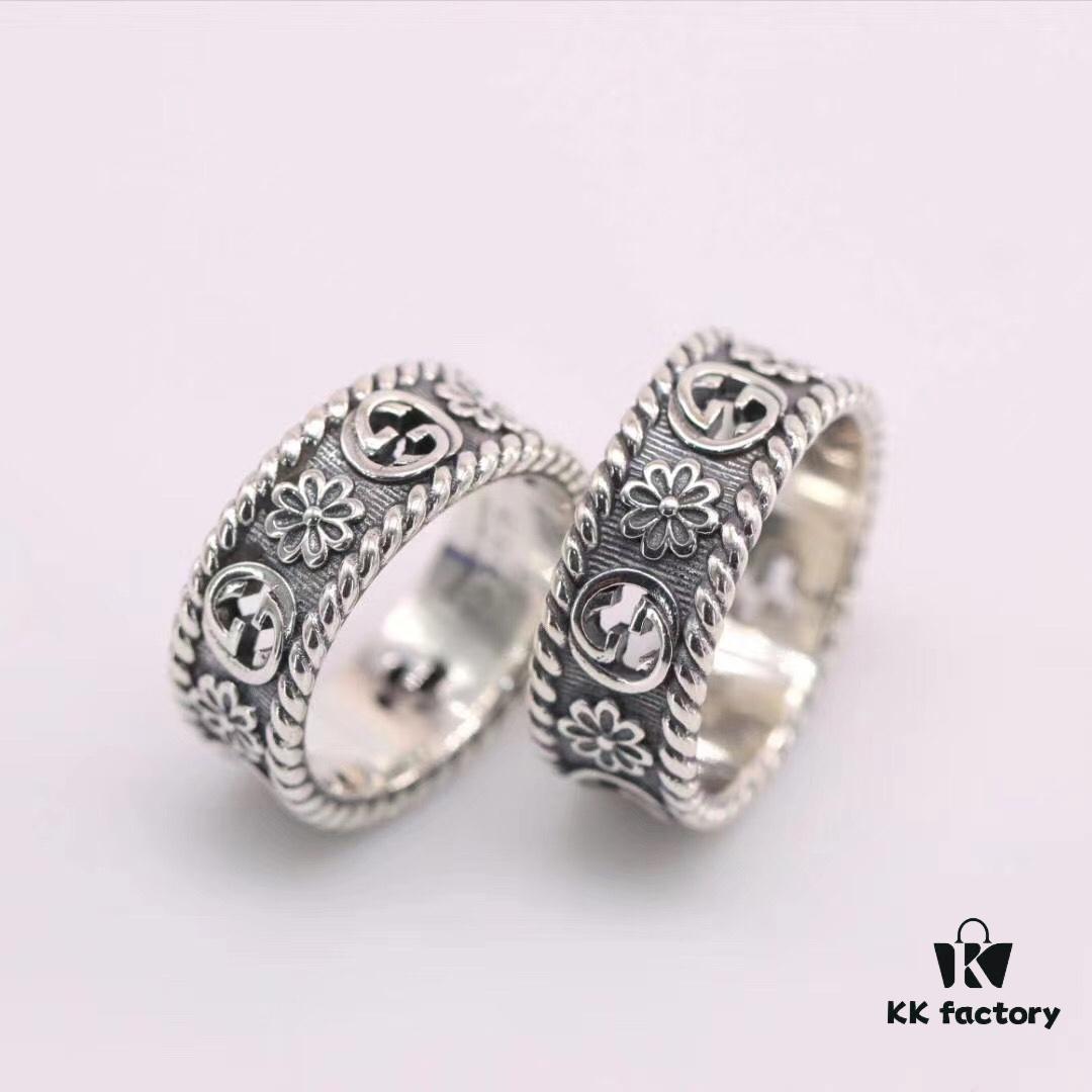 692fee6d99f2d84055c8d26b Gucci Double G Sunflower Couple Ring in Sterling Silver