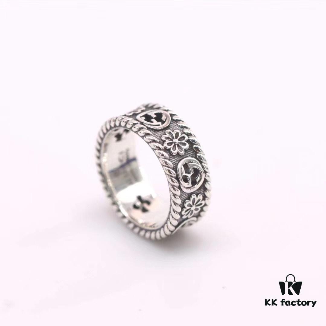 692fee6d99f2d84055c8d26c Gucci Double G Sunflower Couple Ring in Sterling Silver