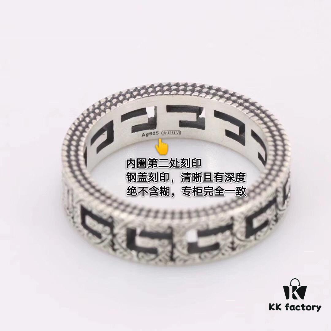 692fee7399f2d84055c8d274 Gucci Square G Pattern Sterling Silver Ring, Full Size Range Available