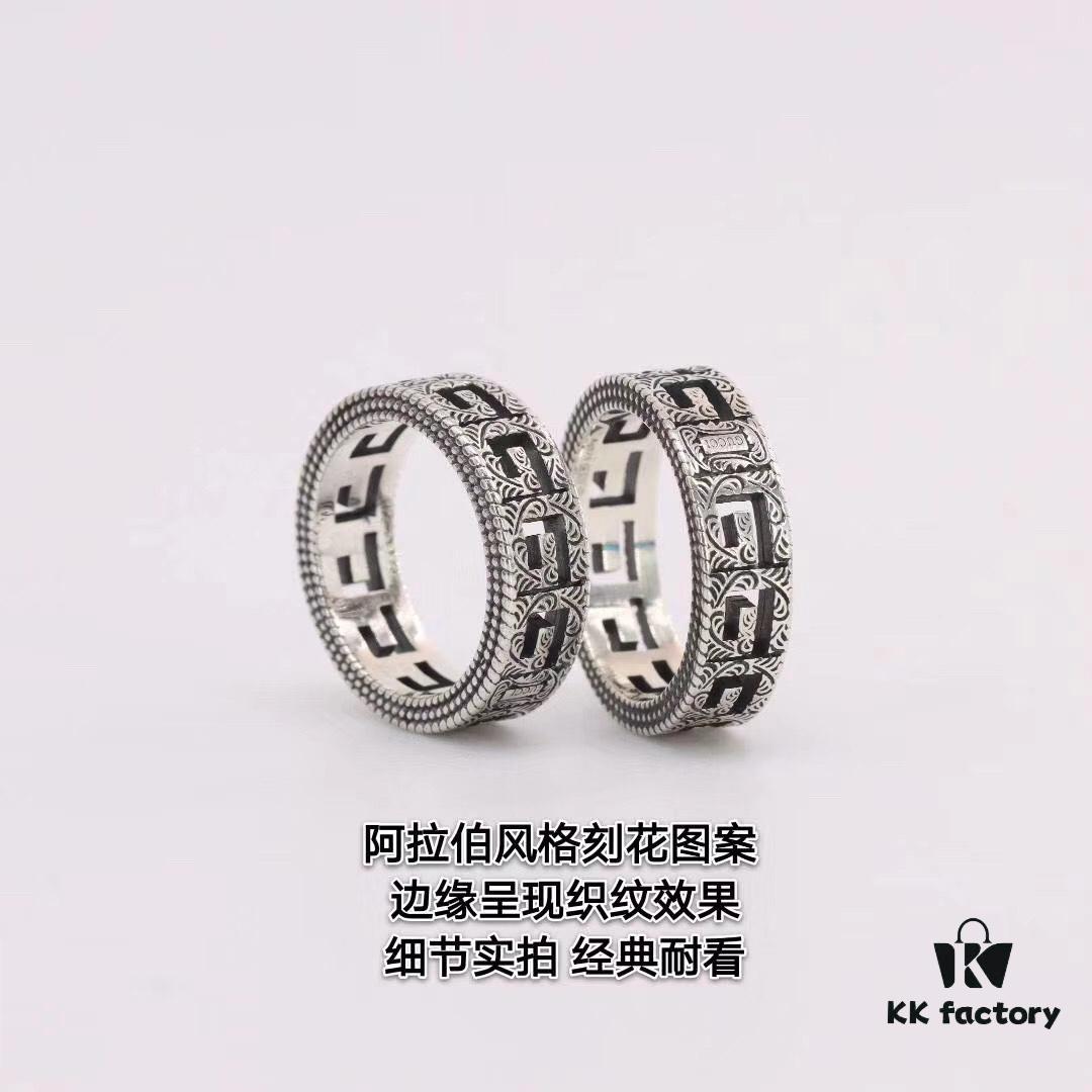 692fee7399f2d84055c8d275 Gucci Square G Pattern Sterling Silver Ring, Full Size Range Available