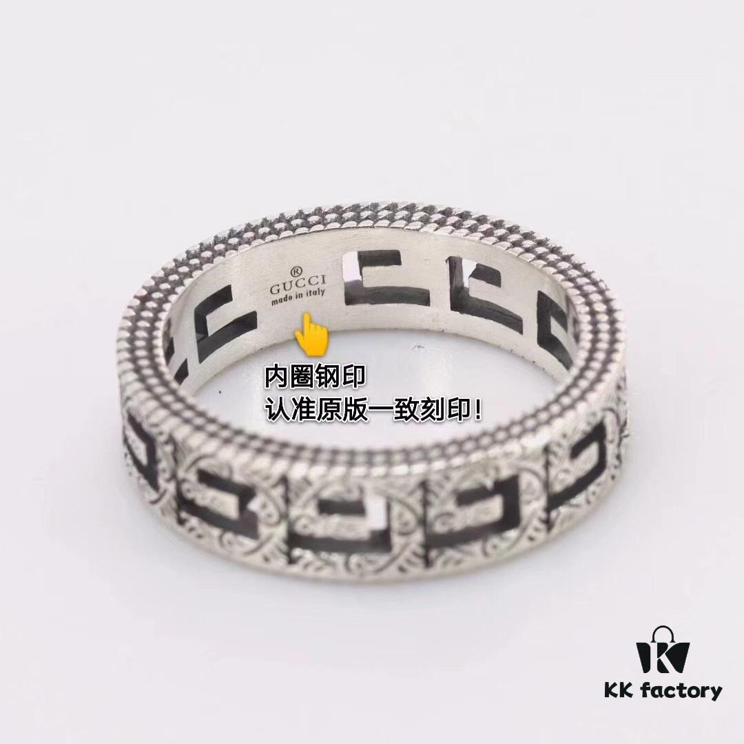 692fee7399f2d84055c8d276 Gucci Square G Pattern Sterling Silver Ring, Full Size Range Available