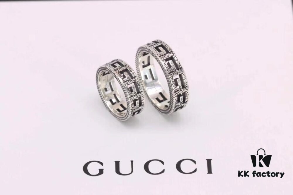 692fee7499f2d84055c8d277 Gucci Square G Pattern Sterling Silver Ring, Full Size Range Available