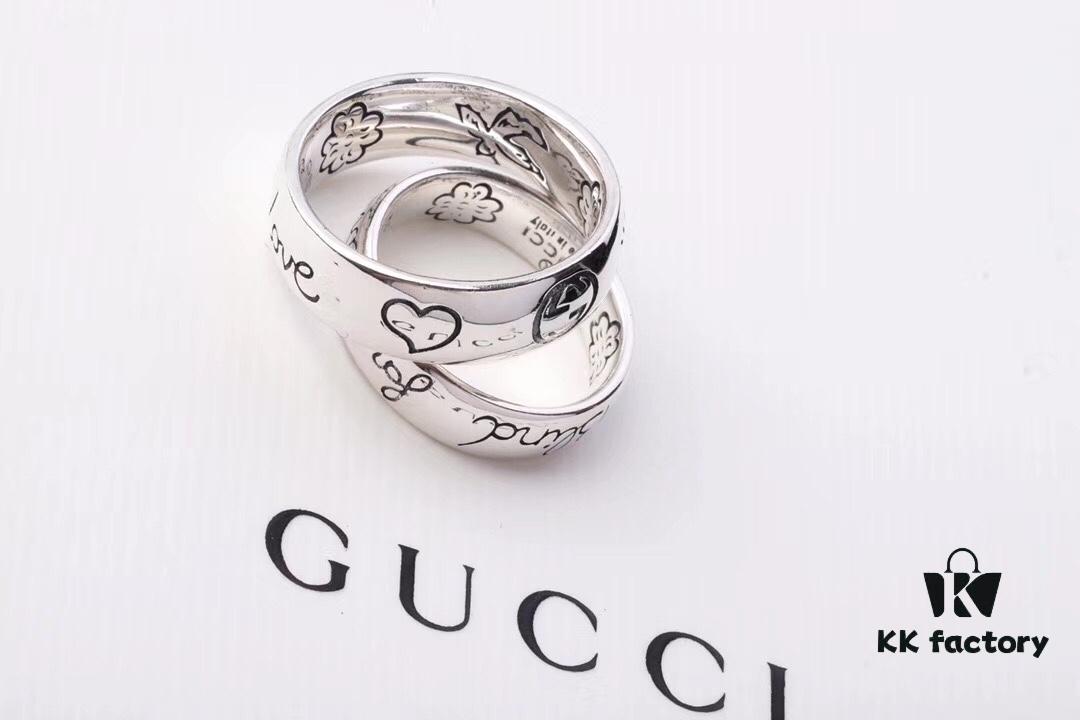 692fee7d99f2d84055c8d286 GUCCI 2019 Latest Ring Original 925 Sterling Silver (GucciGhost) Series Accessory to Awaken Vibrant Perception, Simple and Stylish, Independent and Unconventional
