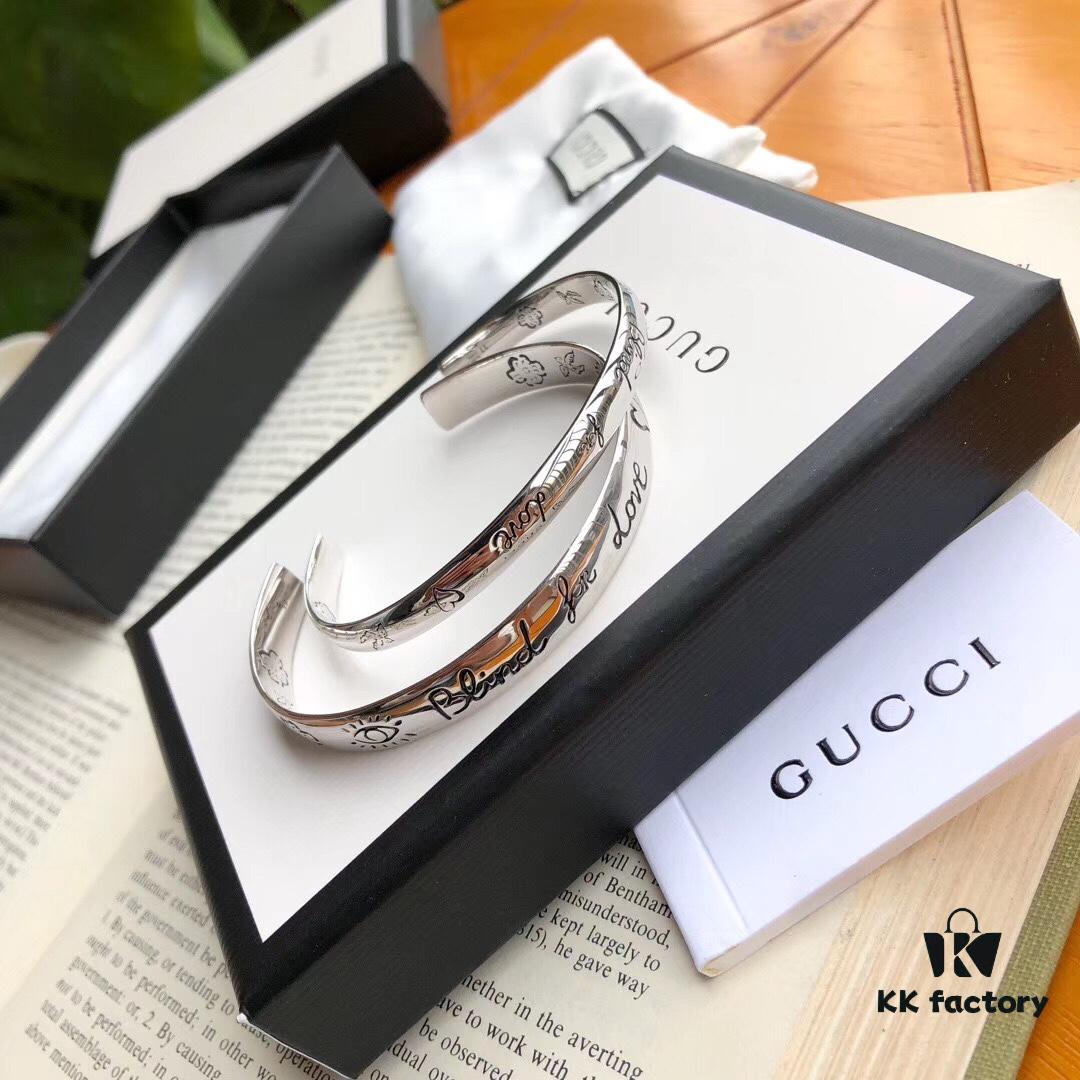 692fee8599f2d84055c8d296 Gucci Unisex Bracelet in Sterling Silver, 'Blind for Love' Collection, Arriving Now – Perfect Valentine's Gift