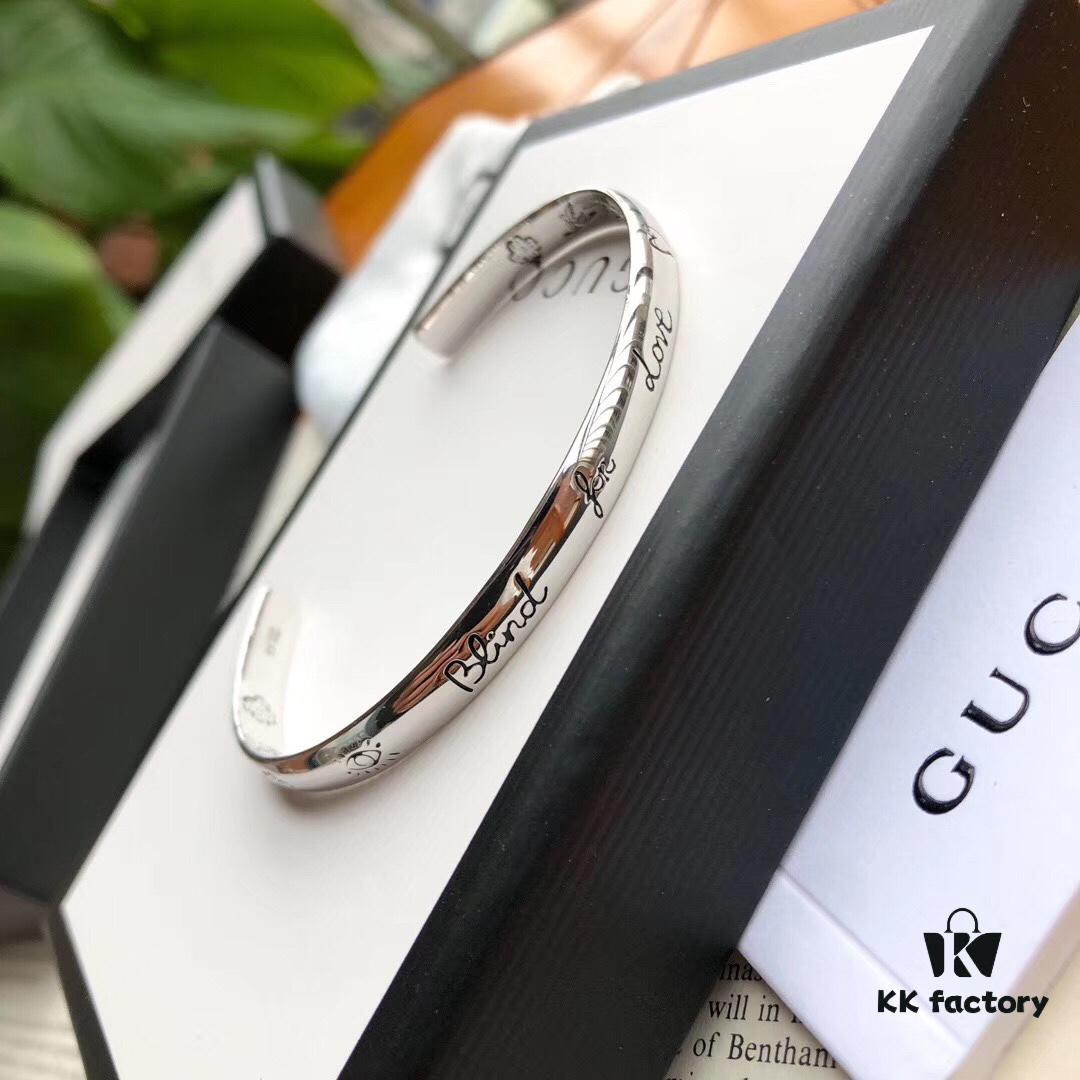692fee8599f2d84055c8d297 Gucci Unisex Bracelet in Sterling Silver, 'Blind for Love' Collection, Arriving Now – Perfect Valentine's Gift