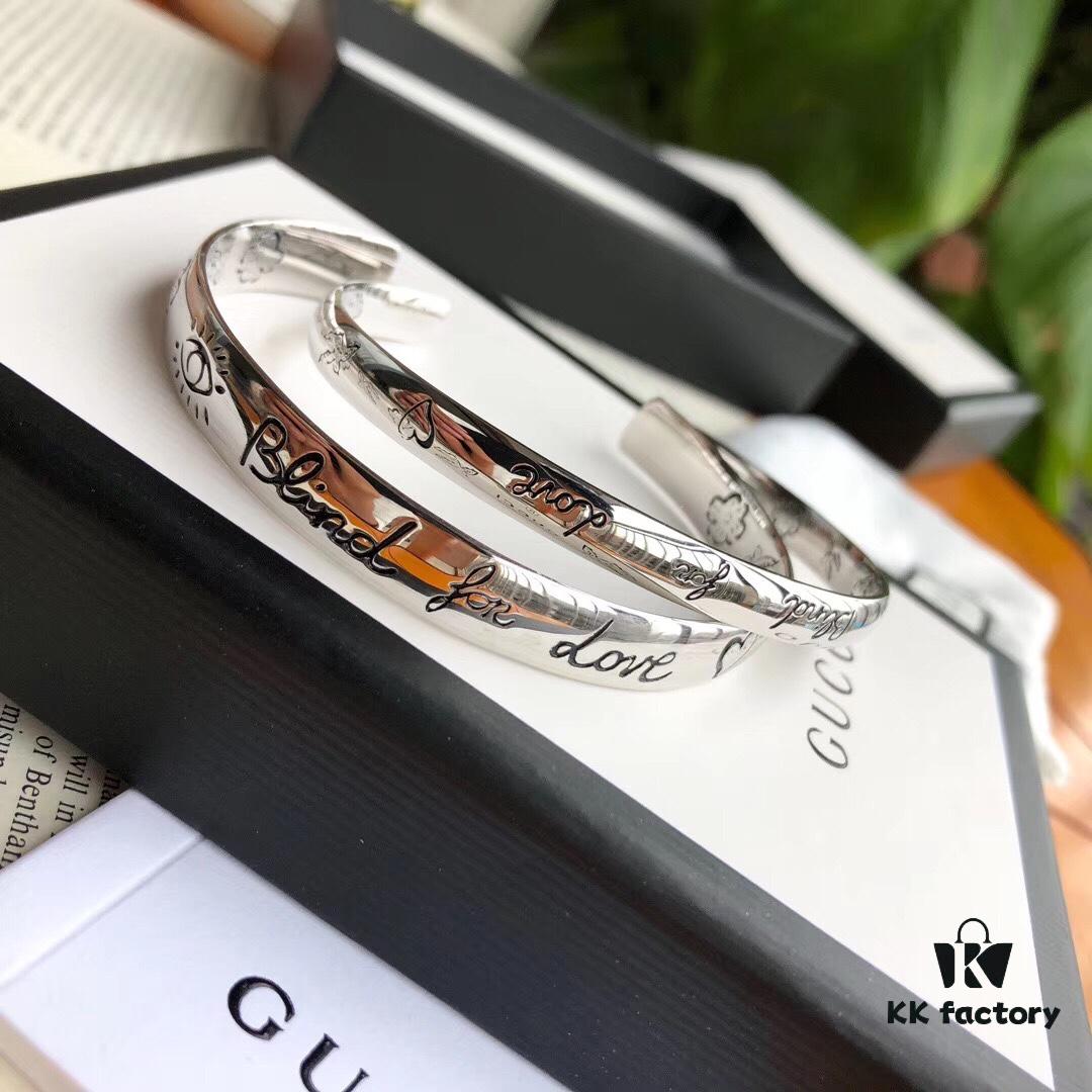 692fee8699f2d84055c8d298 Gucci Unisex Bracelet in Sterling Silver, 'Blind for Love' Collection, Arriving Now – Perfect Valentine's Gift