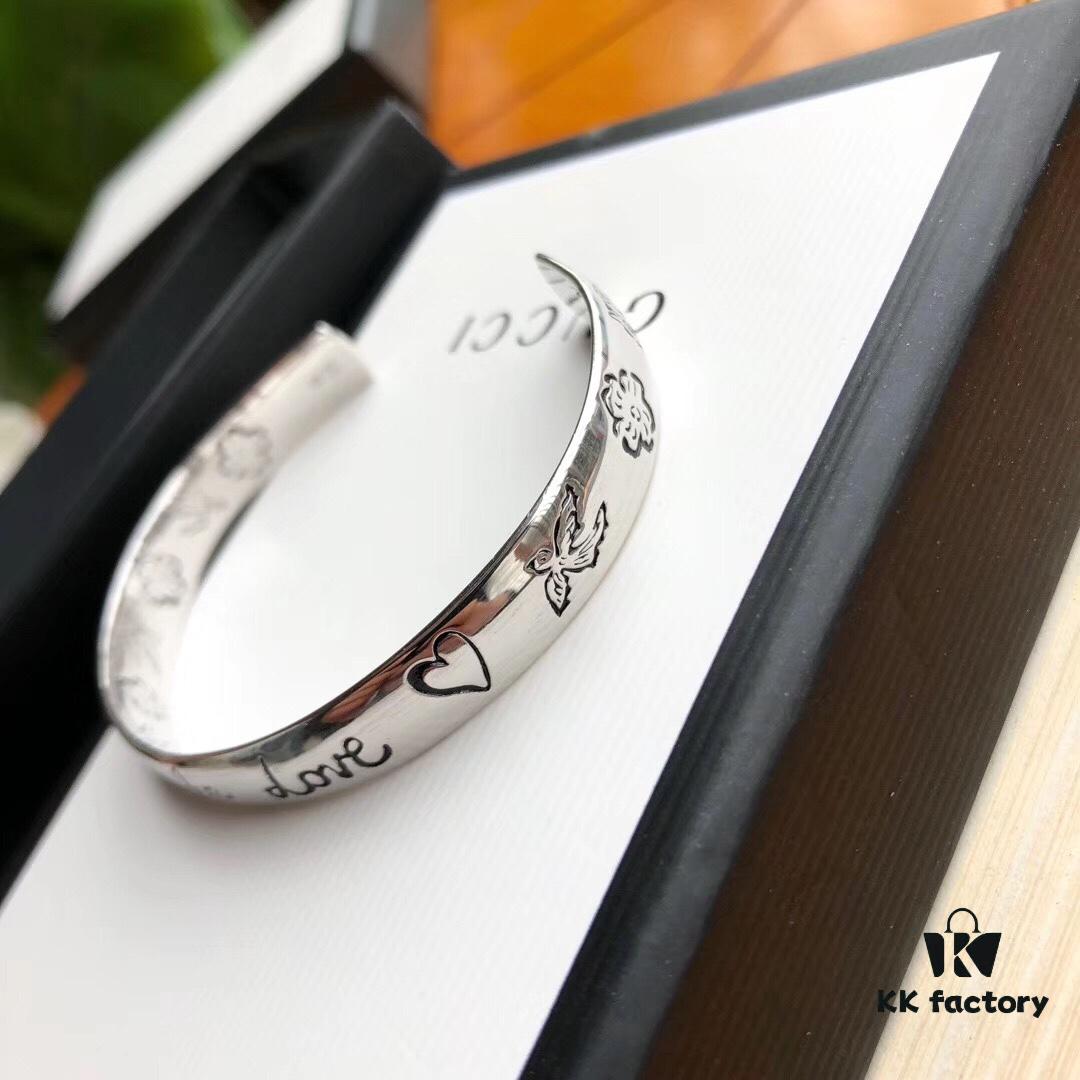 692fee8999f2d84055c8d29c Gucci Unisex Bracelet in Sterling Silver, 'Blind for Love' Collection, Arriving Now – Perfect Valentine's Gift