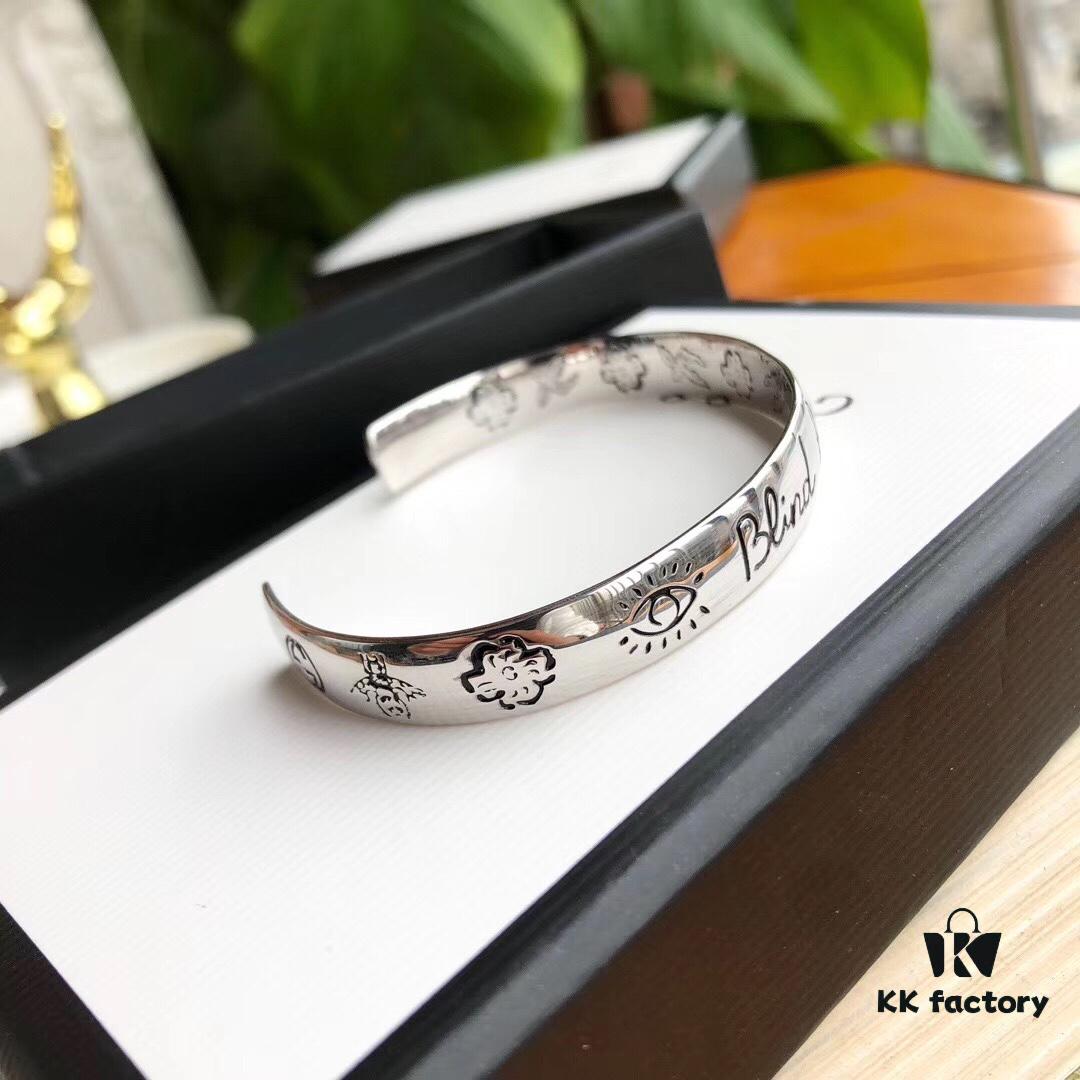 692fee8999f2d84055c8d29d Gucci Unisex Bracelet in Sterling Silver, 'Blind for Love' Collection, Arriving Now – Perfect Valentine's Gift