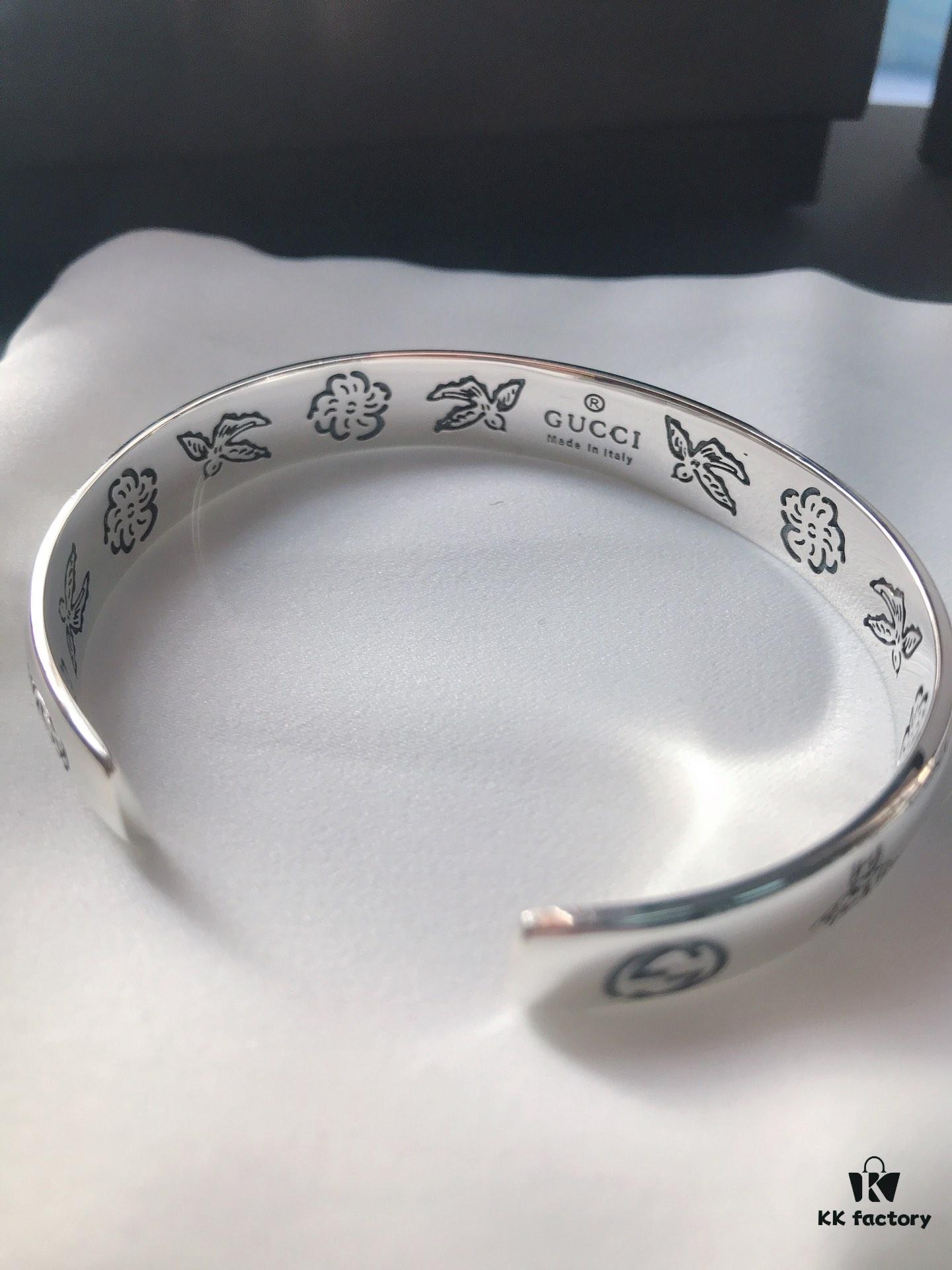 692fee8a99f2d84055c8d29f Gucci Blind for Love Collection 925 Sterling Silver Bracelet with Floral, Bird, Tiger Head, Eye and Heart Motifs