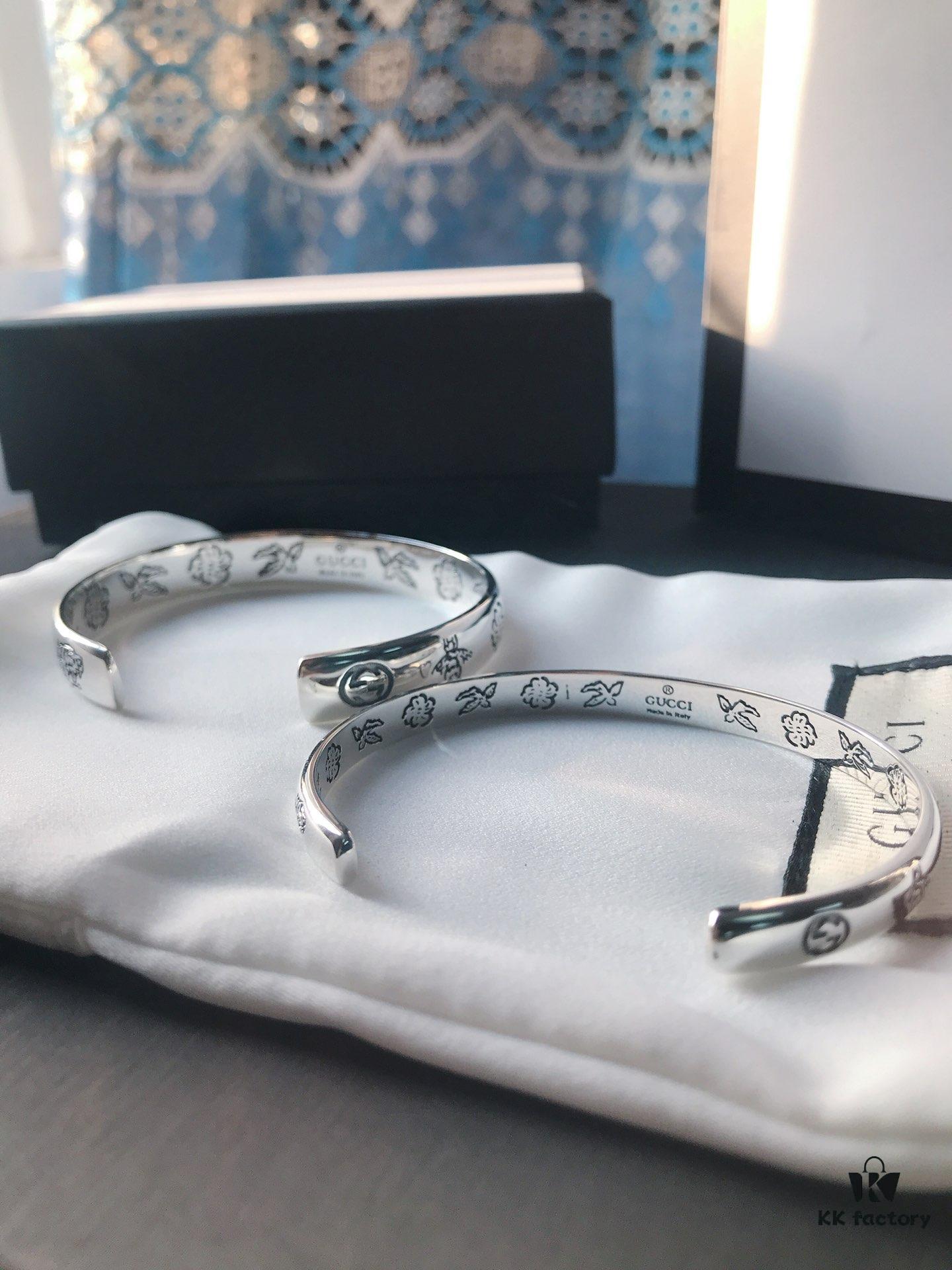 692fee8c99f2d84055c8d2a1 Gucci Blind for Love Collection 925 Sterling Silver Bracelet with Floral, Bird, Tiger Head, Eye and Heart Motifs