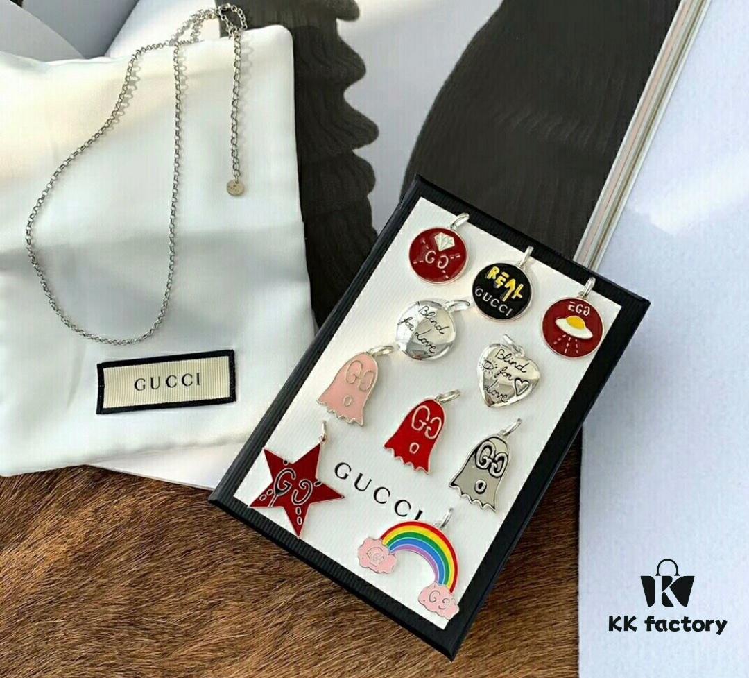692fee8d99f2d84055c8d2a3 Gucci Ghost Pink Enamel Pendant, Comes with Accessory Box and Dust Bag, Includes 925 Silver Chain, Reversible Design, Excellent Condition, Rare Color from Official Stores, Logo Features the Ghost's Eyes, Soft Pink Tone, Subtle Without Oversized G Logo, Stylish and Versatile Design
