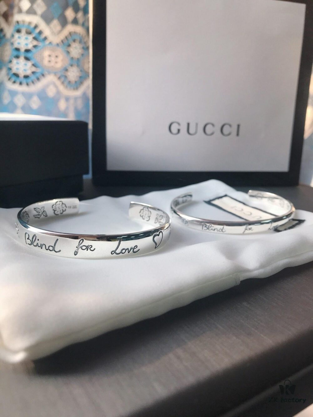692fee9199f2d84055c8d2aa Gucci Blind for Love Collection 925 Sterling Silver Bracelet with Floral, Bird, Tiger Head, Eye and Heart Motifs