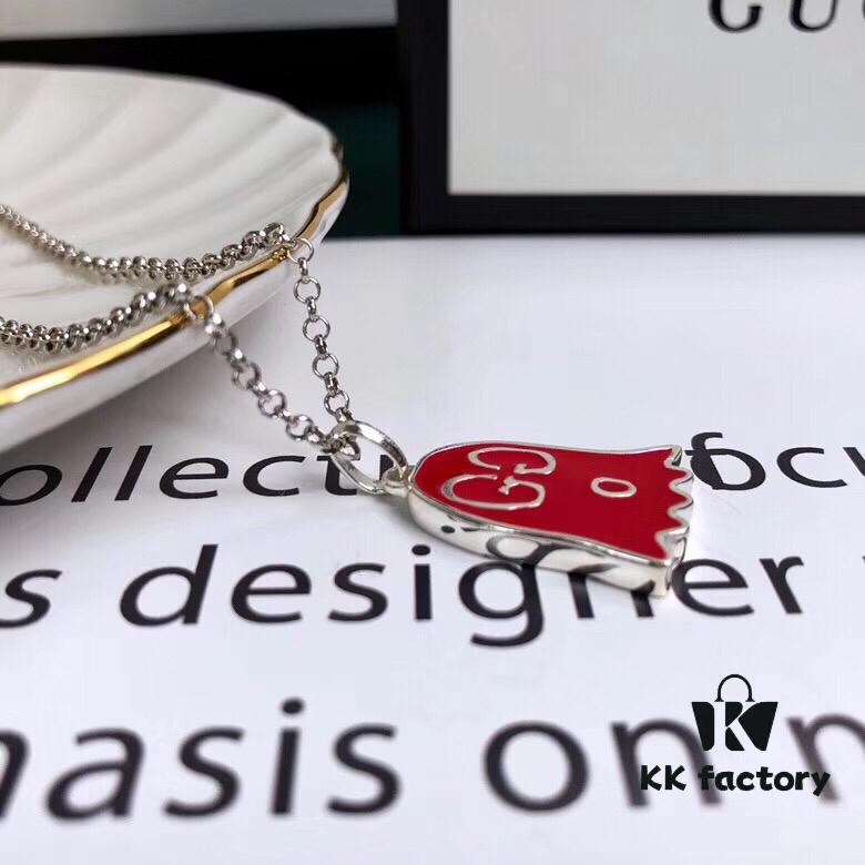 Gucci Ghost Enamel Silver Necklace