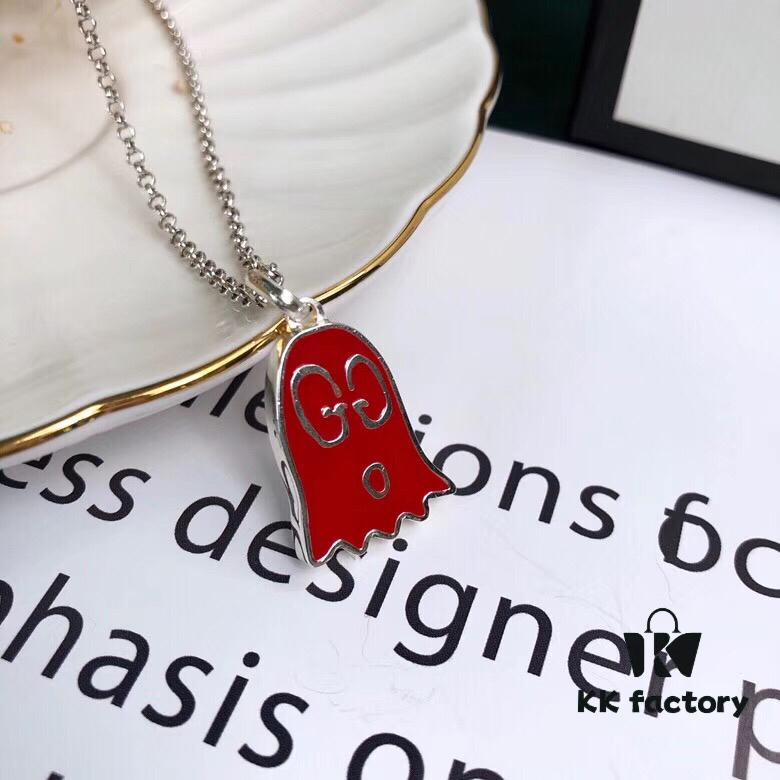 Gucci Ghost Enamel Silver Necklace