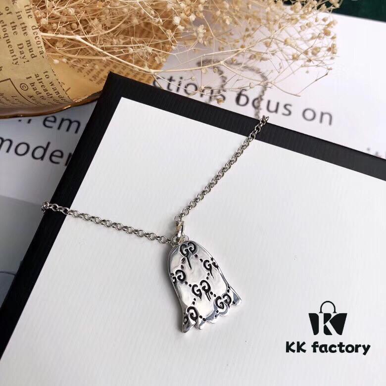 Gucci Ghost Enamel Silver Necklace