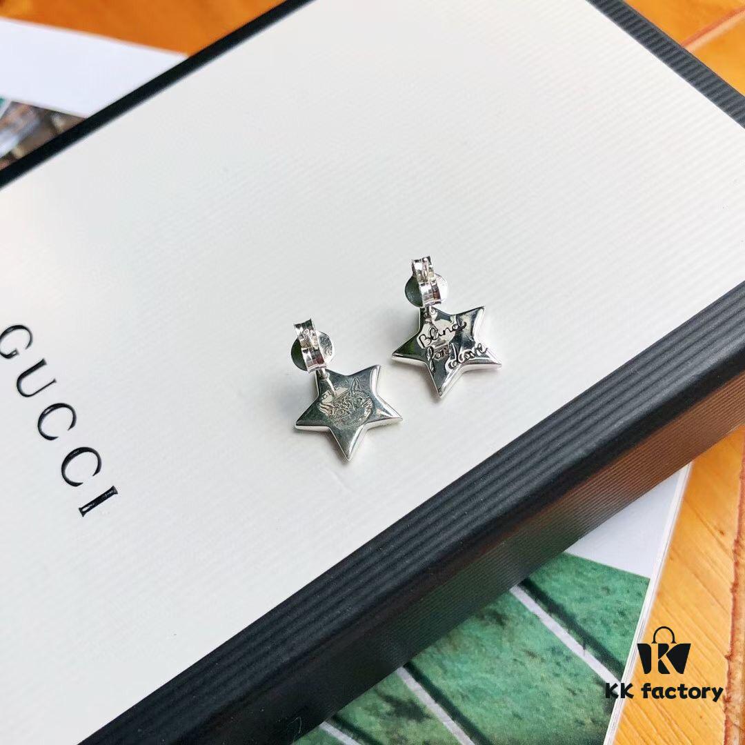 692fef0299f2d84055c8d364 Exclusive Launch! Five-pointed Star ✨🌟 Finally Available! Original Custom Gucci Blind For Love Sterling Silver Earrings, Heart-shaped Silver Studs Engraved with Iconic Gucci Motifs Including Eyes, Hearts, and the Phrase 'Blind For Love', Unisex Design Perfect as Couple's Jewelry, Ideal for Gifting or Personal Use!