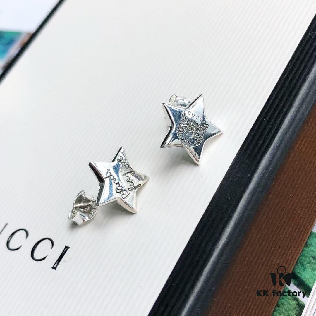 692fef0399f2d84055c8d366 Exclusive Launch! Five-pointed Star ✨🌟 Finally Available! Original Custom Gucci Blind For Love Sterling Silver Earrings, Heart-shaped Silver Studs Engraved with Iconic Gucci Motifs Including Eyes, Hearts, and the Phrase 'Blind For Love', Unisex Design Perfect as Couple's Jewelry, Ideal for Gifting or Personal Use!