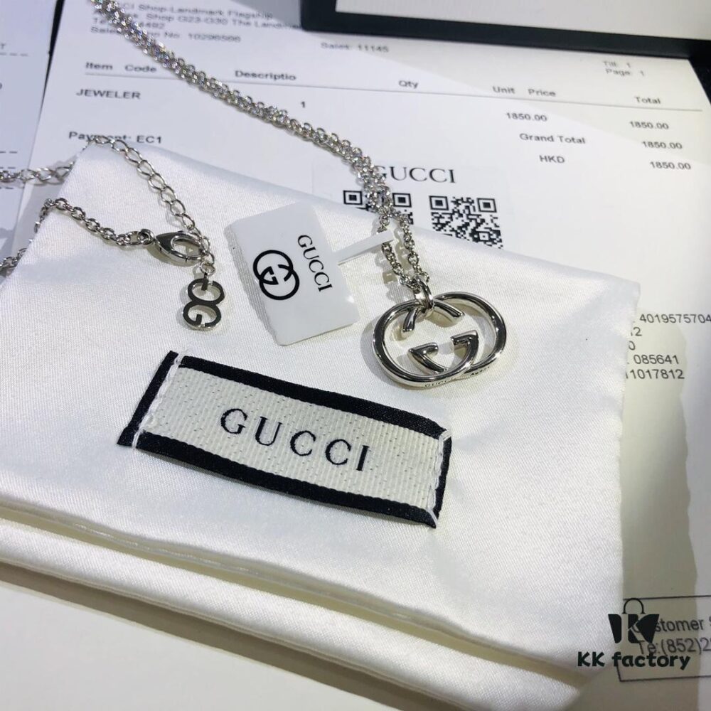 692fef0899f2d84055c8d36e Gucci Real Photo One-to-One Replica Sticker, Labels, Receipt Included, Pure Silver Double G Necklace, Unisex Fashion Minimalist Design