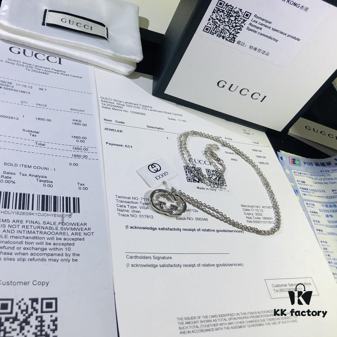692fef0999f2d84055c8d36f Gucci Real Photo One-to-One Replica Sticker, Labels, Receipt Included, Pure Silver Double G Necklace, Unisex Fashion Minimalist Design