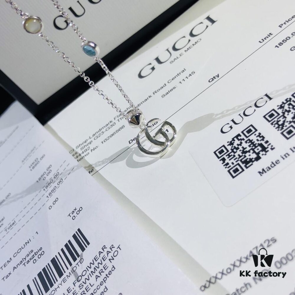 692fef0a99f2d84055c8d372 Gucci Real Photo One-to-One Replica Sticker, Labels, Receipt Included, Pure Silver Double G Necklace, Unisex Fashion Minimalist Design