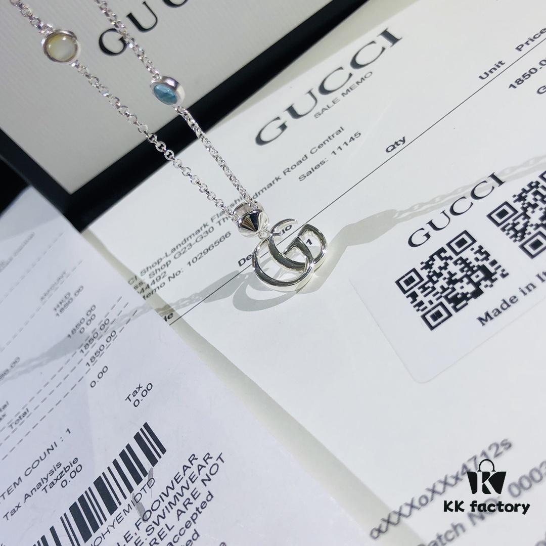 692fef0a99f2d84055c8d372 Gucci Real Photo One-to-One Replica Sticker, Labels, Receipt Included, Pure Silver Double G Necklace, Unisex Fashion Minimalist Design